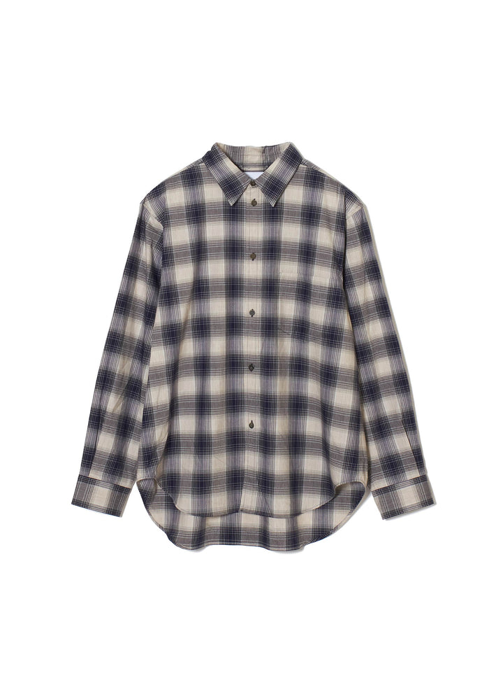 YAK OMBRE PLAID REGULAR COLLAR BLOUSE