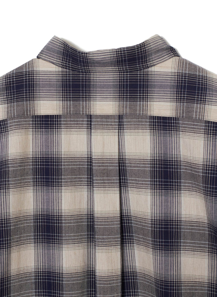 YAK OMBRE PLAID REGULAR COLLAR BLOUSE