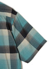 RAYON OMBRE PLAID OPEN COLLAR BLOUSE HALF SLEEVE