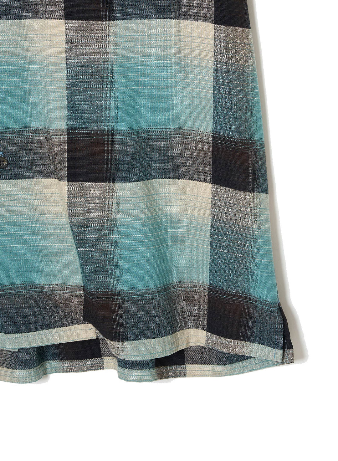 RAYON OMBRE PLAID OPEN COLLAR BLOUSE HALF SLEEVE