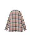 PUNCHING RAYON OMBRE PLAID OPEN COLLAR BLOUSE