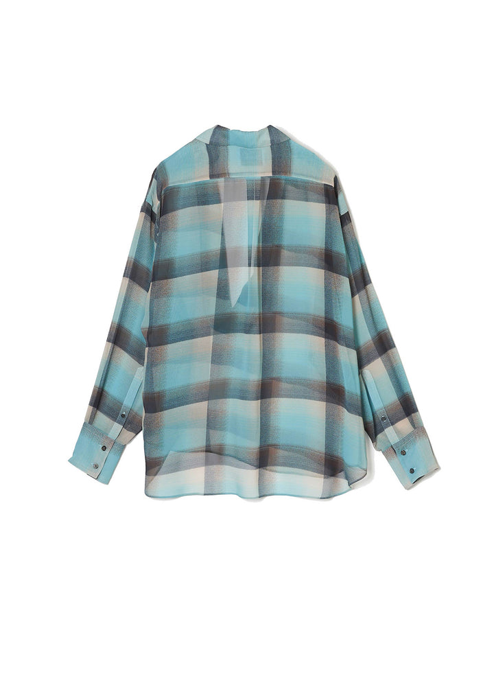 SHEER OMBRE PLAID BLOUSE