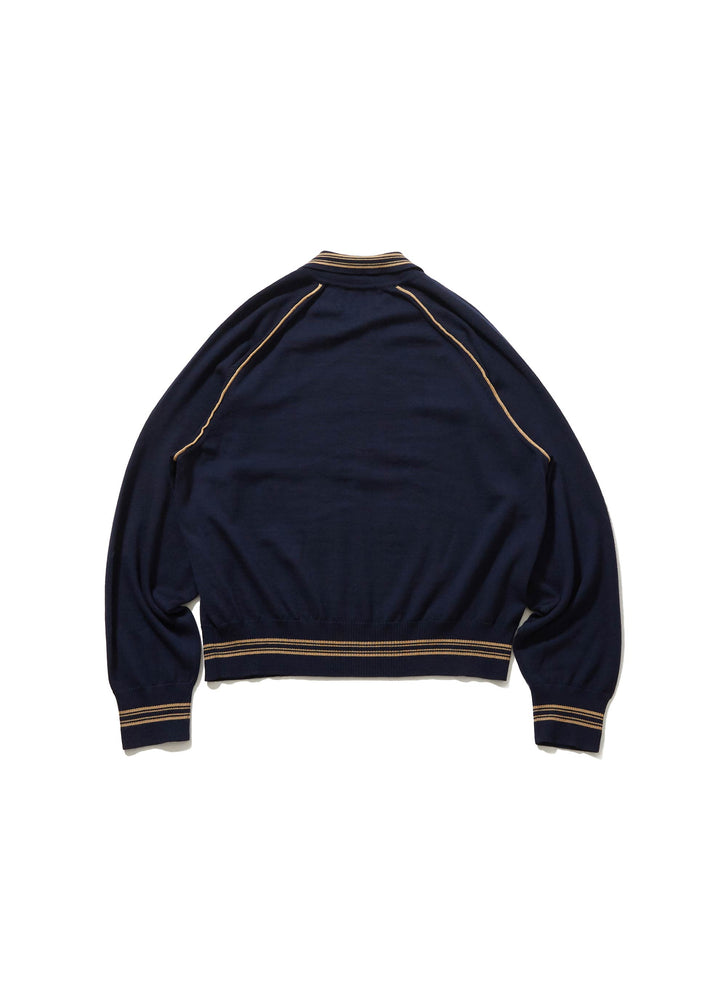 ZIP-UP LINE KNIT POLO SHIRT