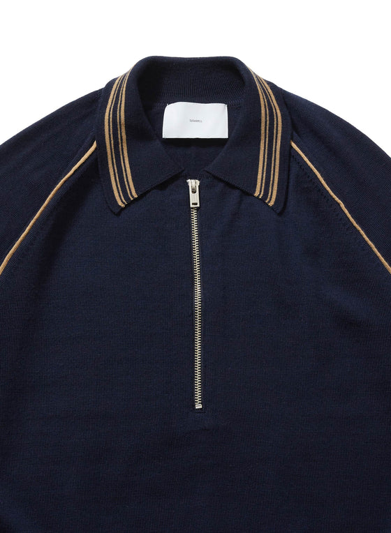 ZIP-UP LINE KNIT POLO SHIRT