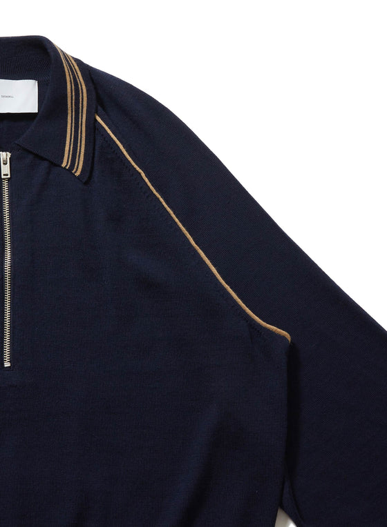ZIP-UP LINE KNIT POLO SHIRT