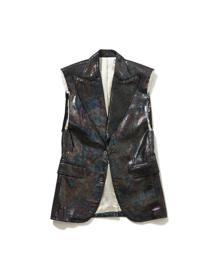 AURORA LEATHER SLEEVELESS TAILORED VEST