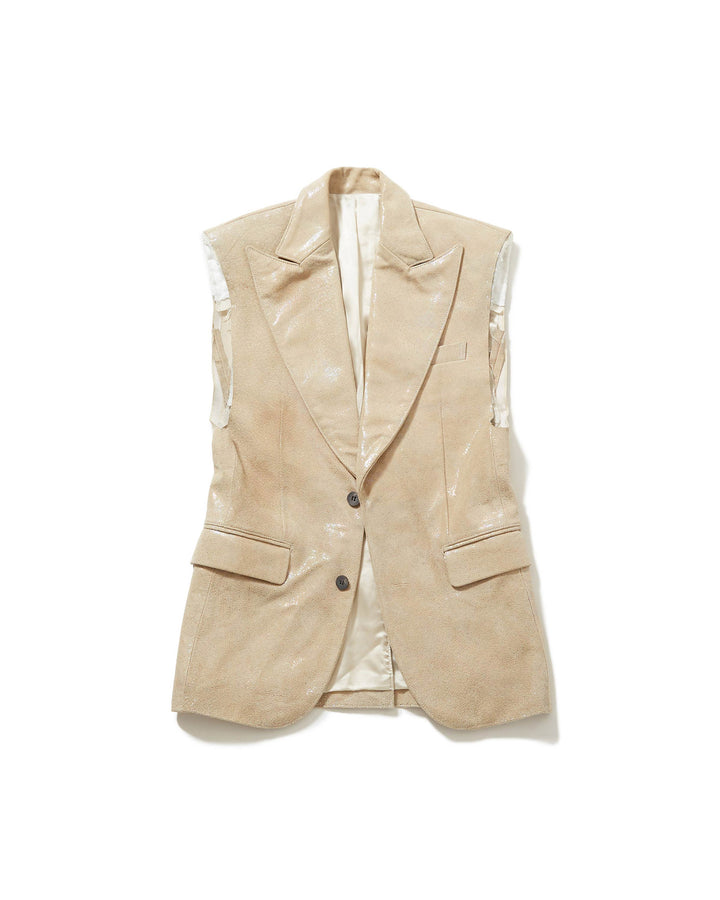 AURORA LEATHER SLEEVELESS TAILORED VEST