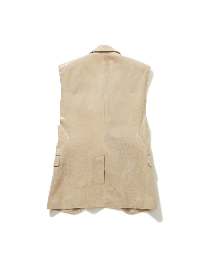 AURORA LEATHER SLEEVELESS TAILORED VEST