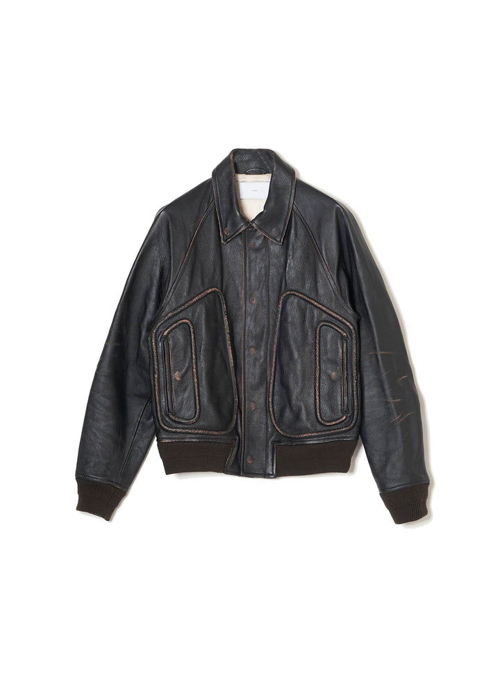 CORDED LEATHER BLOUSON