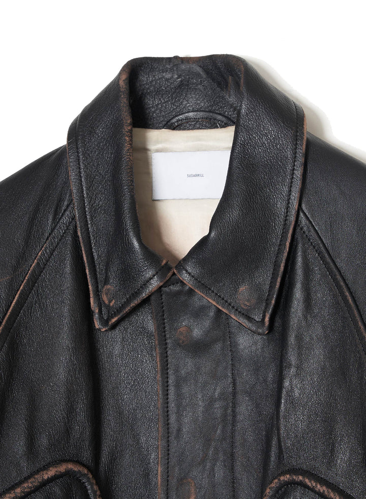 CORDED LEATHER BLOUSON