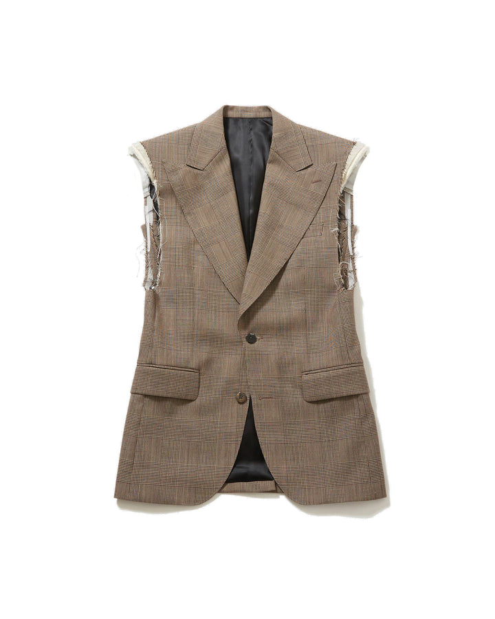 GREN CHECK SLEEVELESS TAILORED VEST