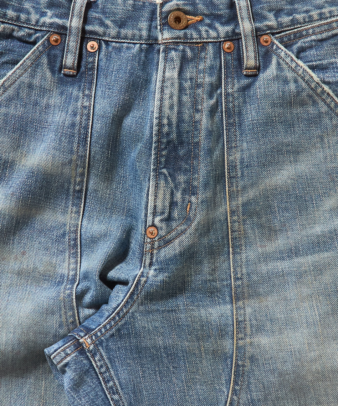 FADED MODERN DENIM PANTS DOUBLE KNEE