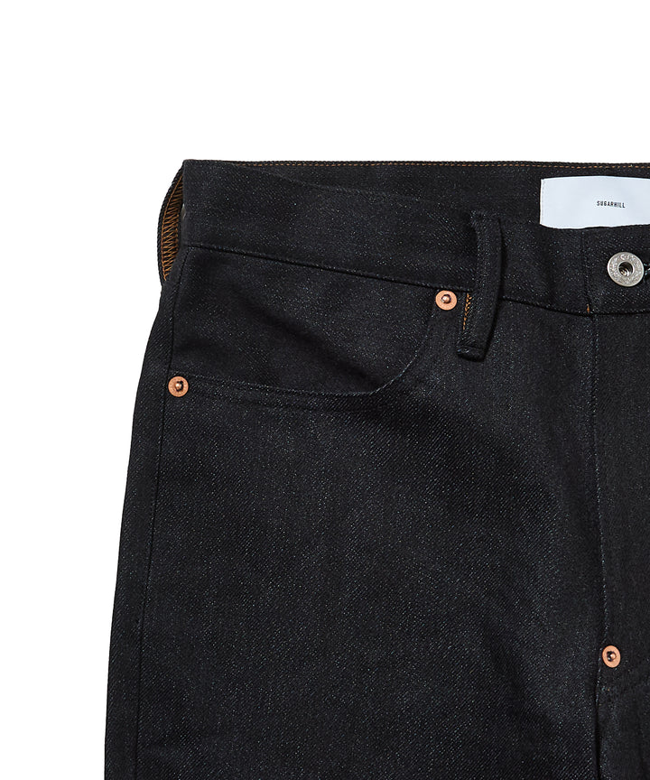 TWISTED HEATHER DENIM PANTS FLARED CUT