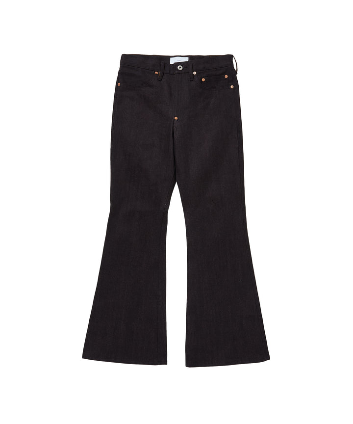 TWISTED HEATHER DENIM PANTS FLARED CUT