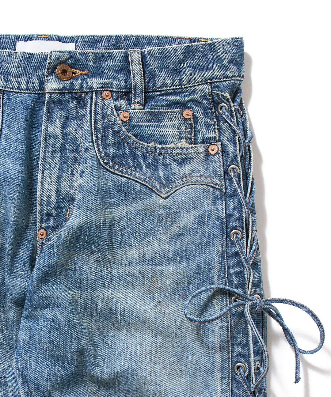 FADED BIKER DENIM PANTS