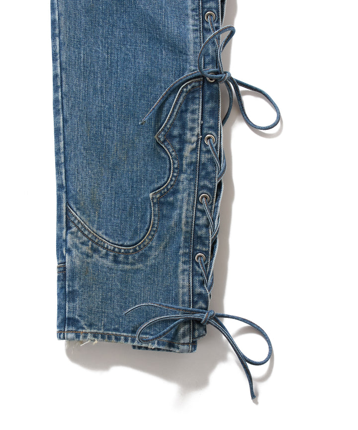 FADED BIKER DENIM PANTS