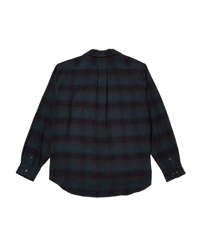 HAIRLY PLAID OPEN COLLAR SHIRT