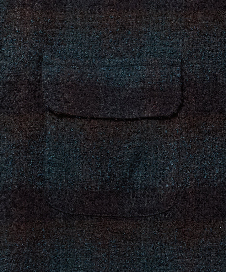 HAIRLY PLAID OPEN COLLAR SHIRT