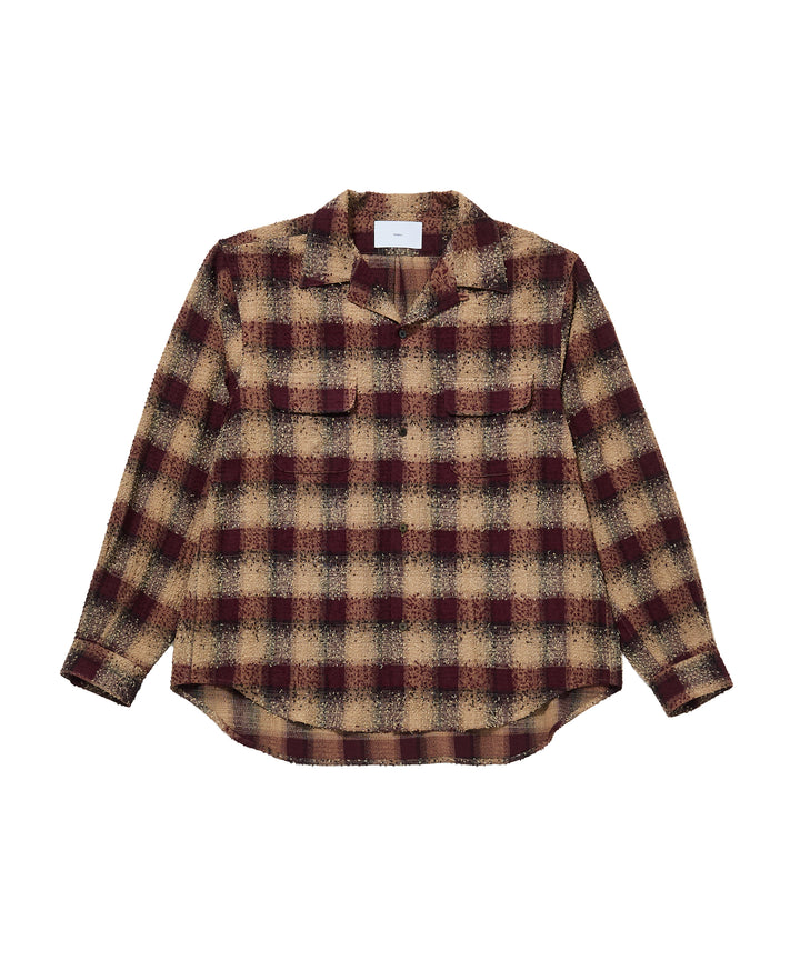 HAIRLY PLAID OPEN COLLAR SHIRT