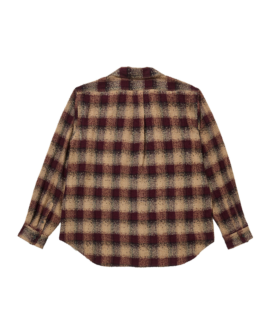 HAIRLY PLAID OPEN COLLAR SHIRT