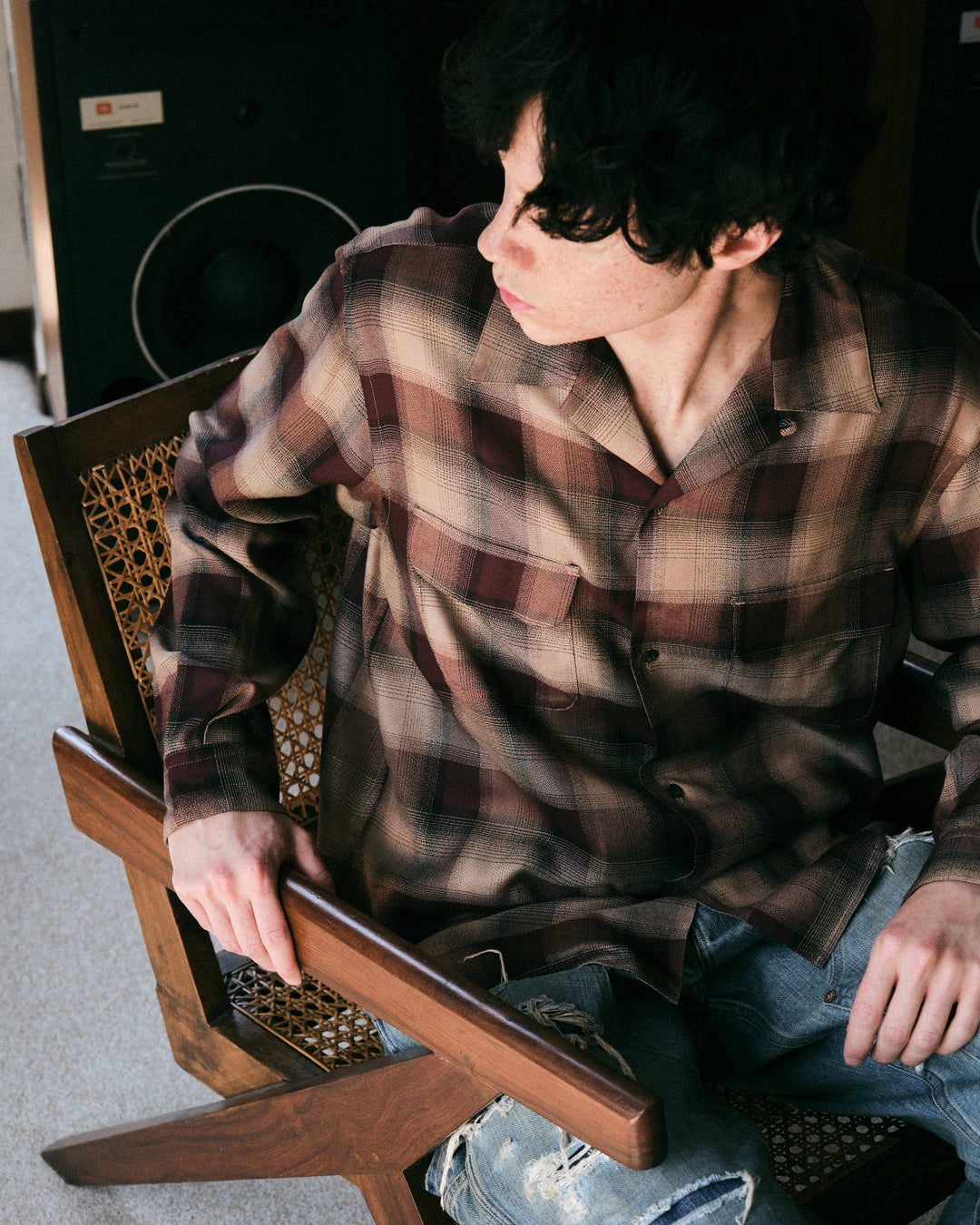 PLAID OPEN COLLAR SHIRTS