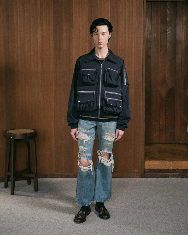 DESTRESSED MODERN DENIM FLARED CUT