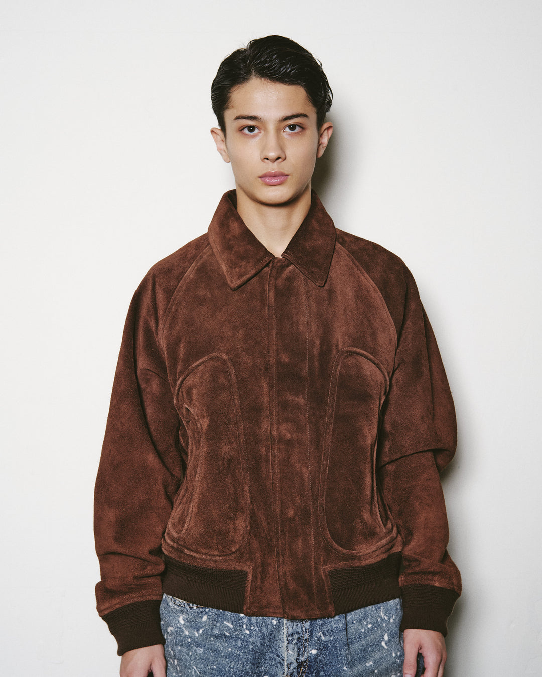 SUEDE PIPING LEATHER BLOUSON