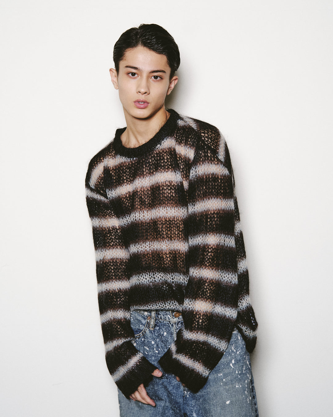 MOHAIR STRIPE PULLOVER