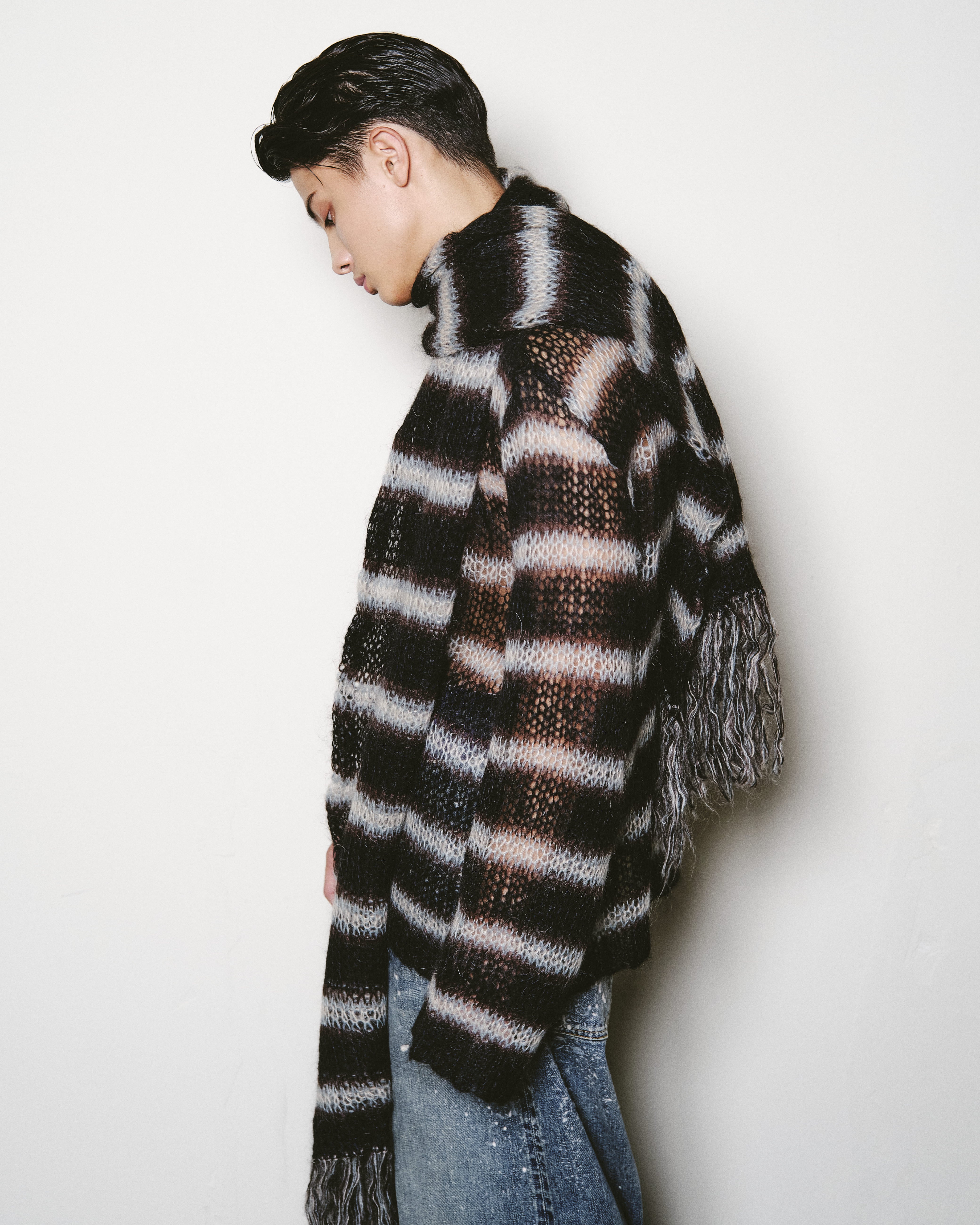 MOHAIR STRIPE MUFFLER – SUGARHILL TOKYO