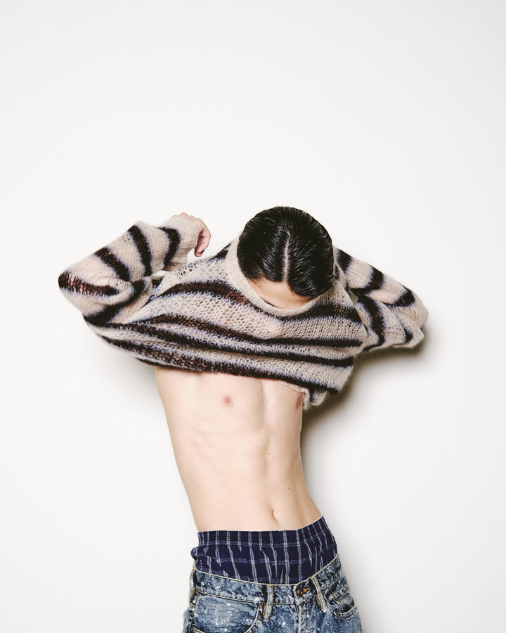 MOHAIR STRIPE PULLOVER