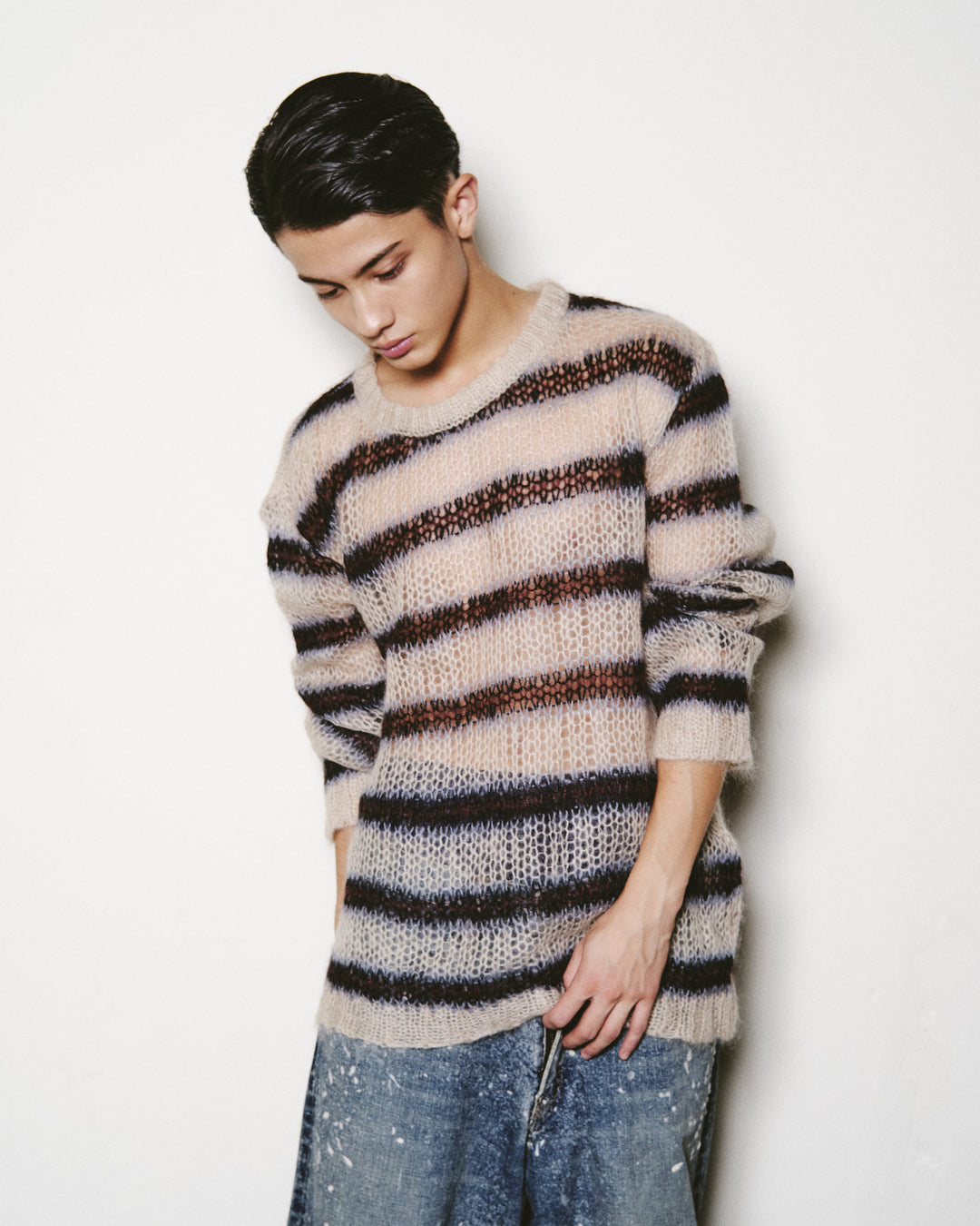 MOHAIR STRIPE PULLOVER