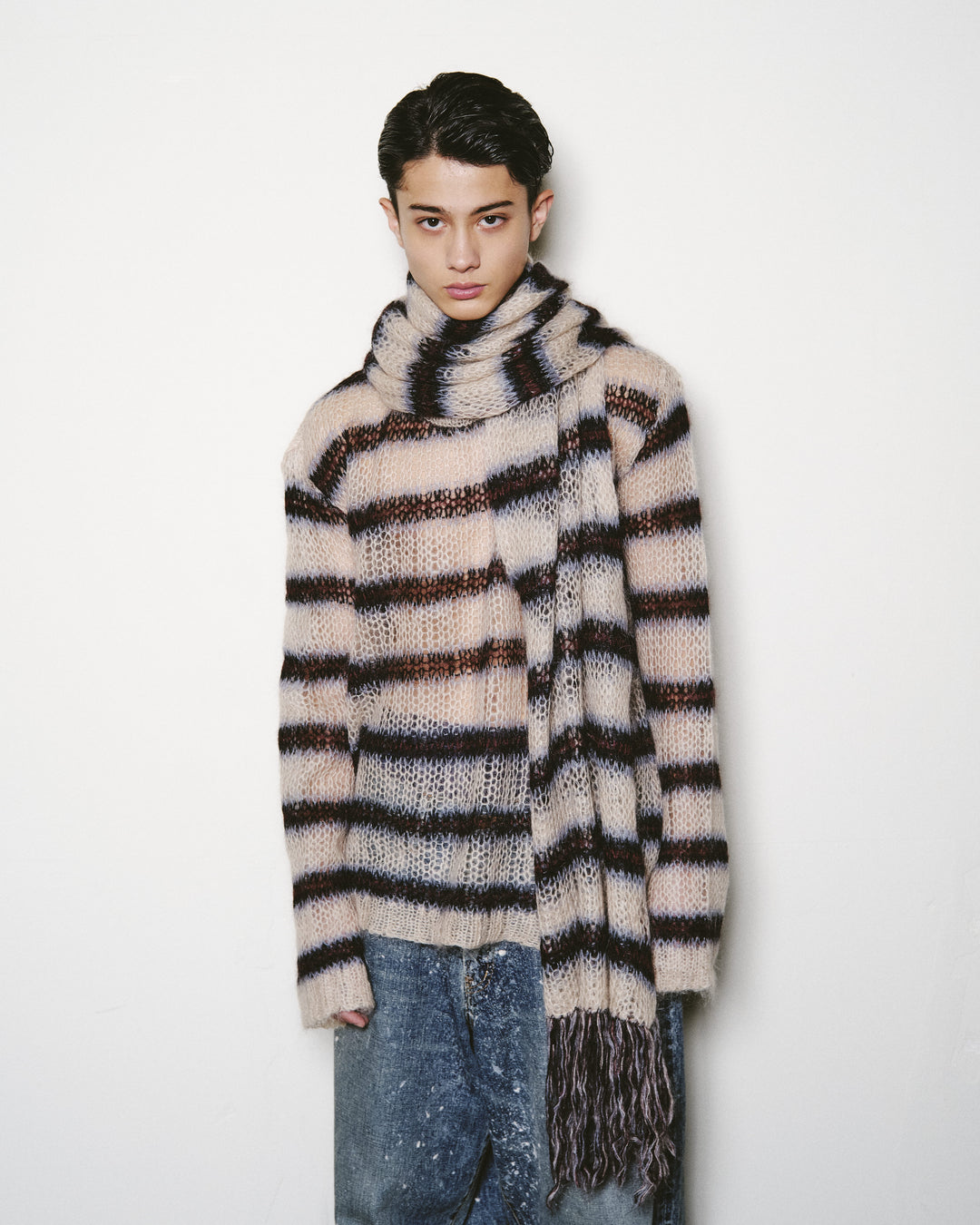 MOHAIR STRIPE MUFFLER