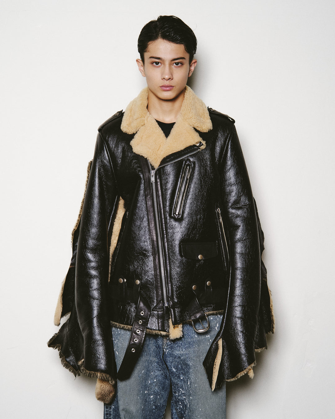 SHEARLING LEATHER BIKER'S JACKET