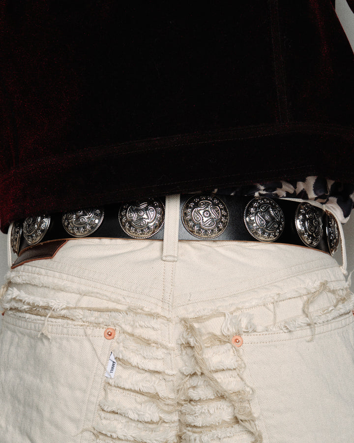 CONCHO LEATHER WIDE BELT