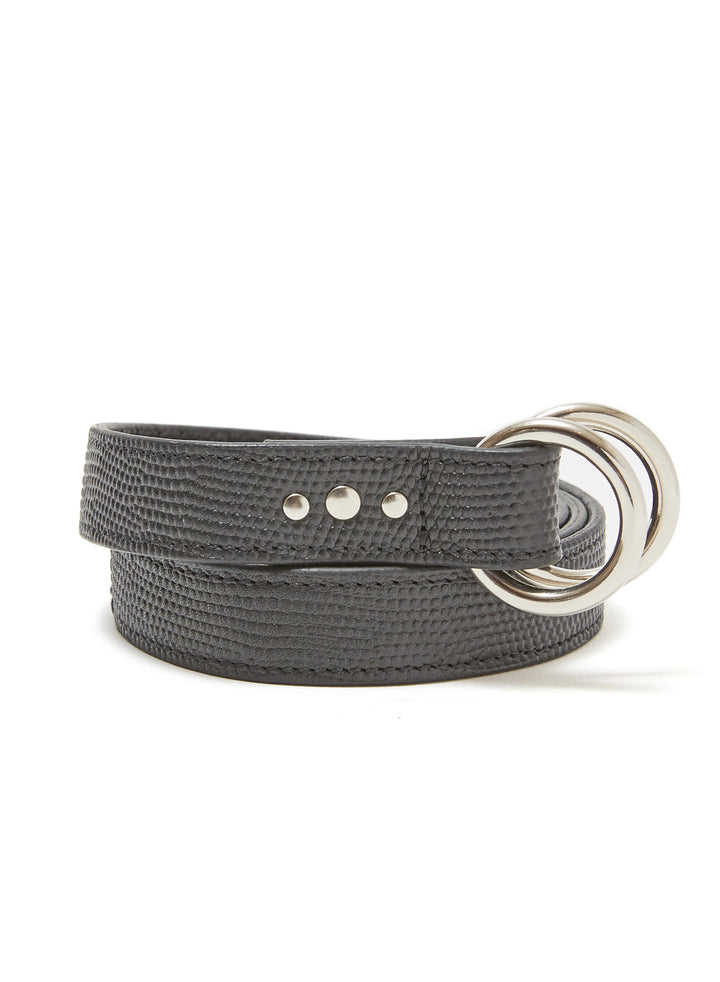 MULTI LEATHER BELT LIZARD BLACK