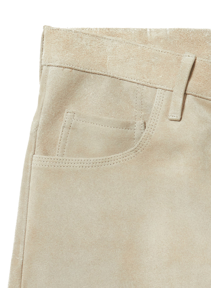 SUEDE LEATHER DENIM PANTS