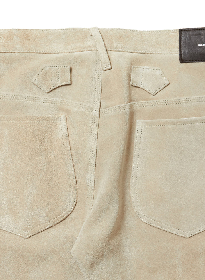 SUEDE LEATHER DENIM PANTS