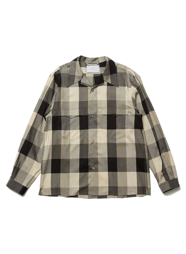 BLOCK CHECK OPEN-COLLAR SHIRT