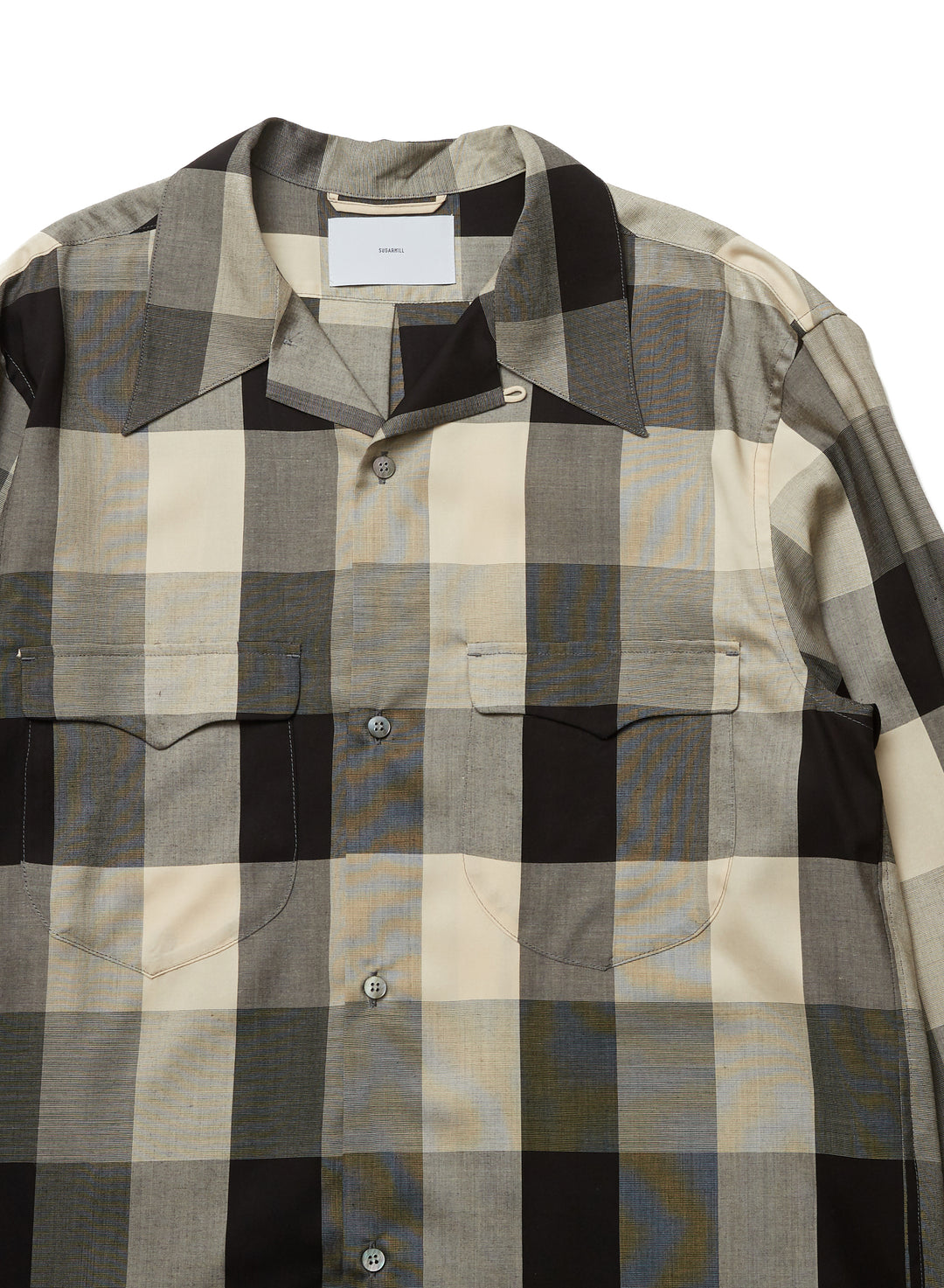 BLOCK CHECK OPEN-COLLAR SHIRT