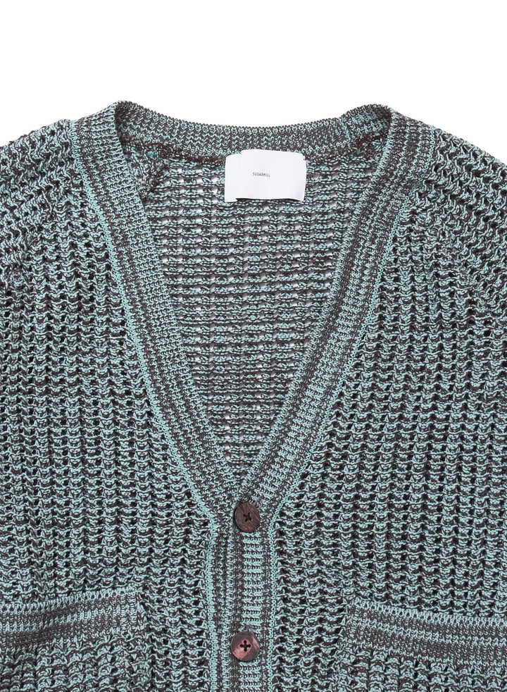 COTTON OPEN-WORK KNIT CARDIGAN