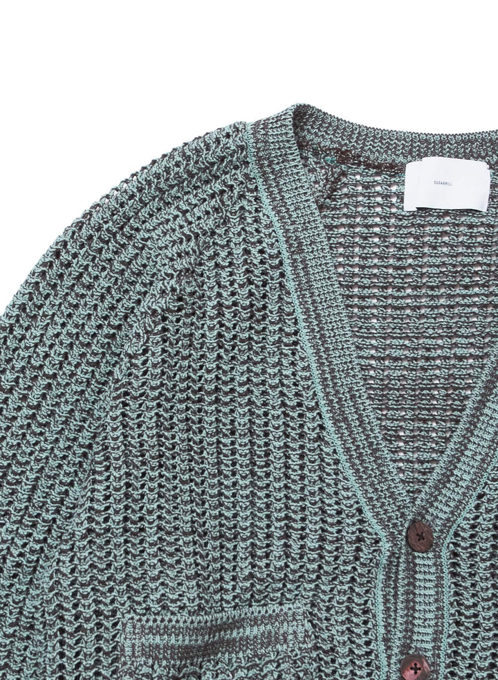 COTTON OPEN-WORK KNIT CARDIGAN