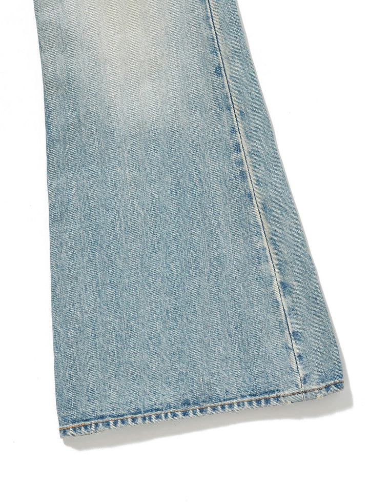 FADED BELL BOTTOM DENIM PANTS