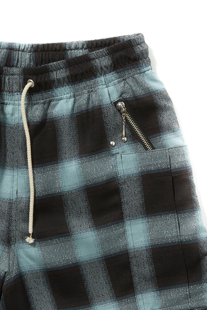 OMBRE PLAID ZIP-UP SHORT TROUSERS