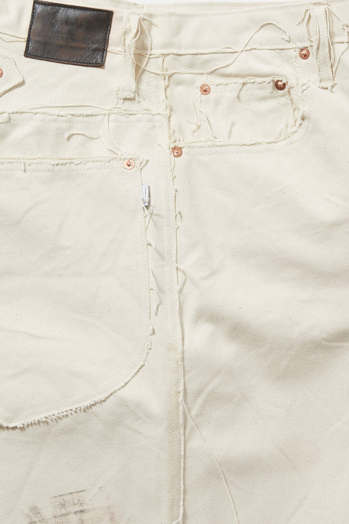 RAW-EDGE CANVAS DENIM PANTS