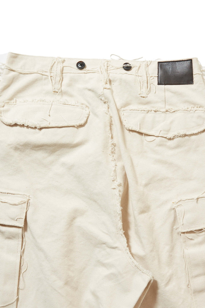 RAW-EDGE CANVAS CARGO PANTS