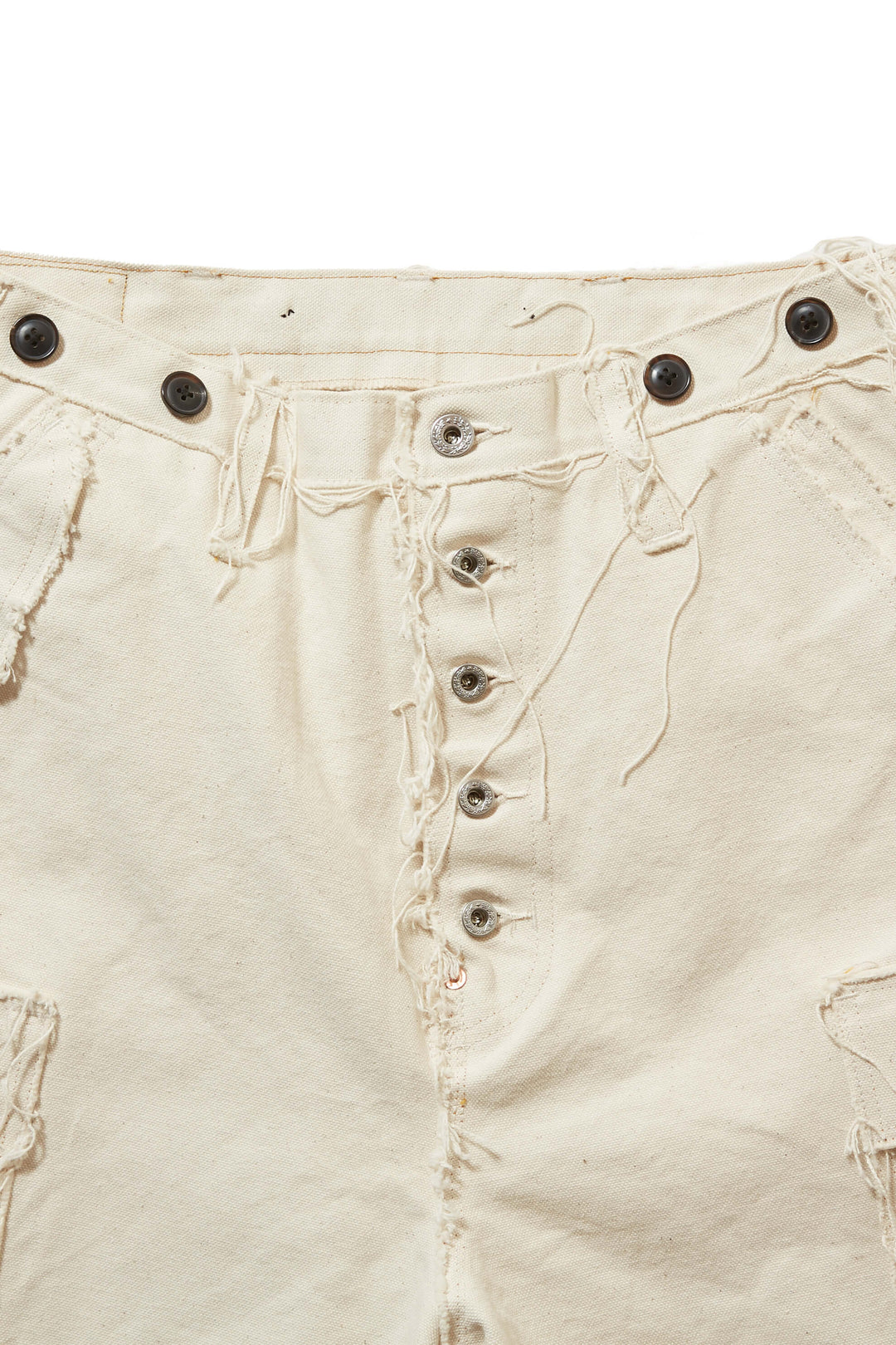 RAW-EDGE CANVAS CARGO SHORTS