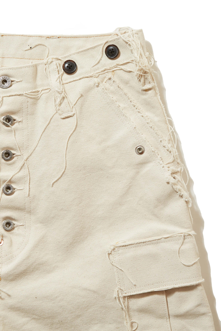 RAW-EDGE CANVAS CARGO SHORTS