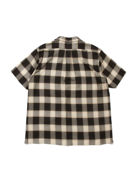 OMBRE PLAID LOOSE HALF SLEEVE BLOUSE
