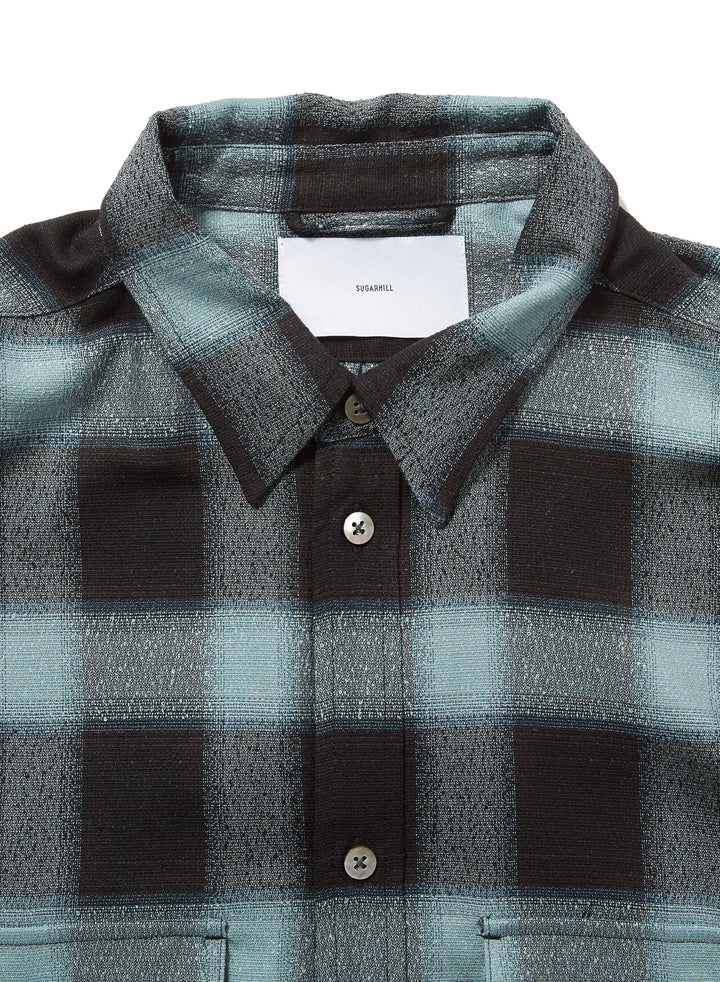 OMBRE PLAID CLASSIC COLLAR BLOUSE