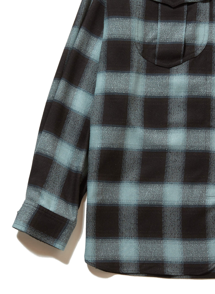 OMBRE PLAID ZIP-UP MILITARY BLOUSE 